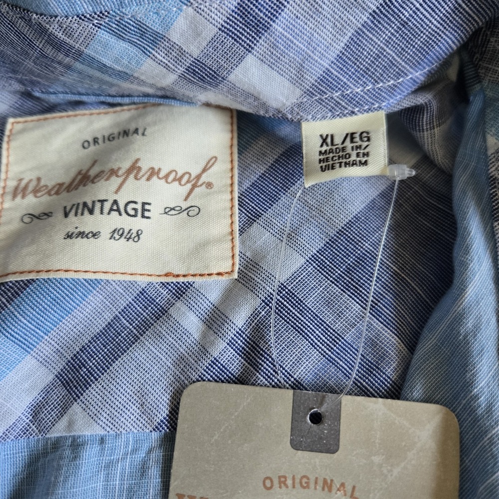 Weatherproof Vintage Men's Short Sleeve‎ Button-Up NWT Blue Size XL - Picture 5 of 12